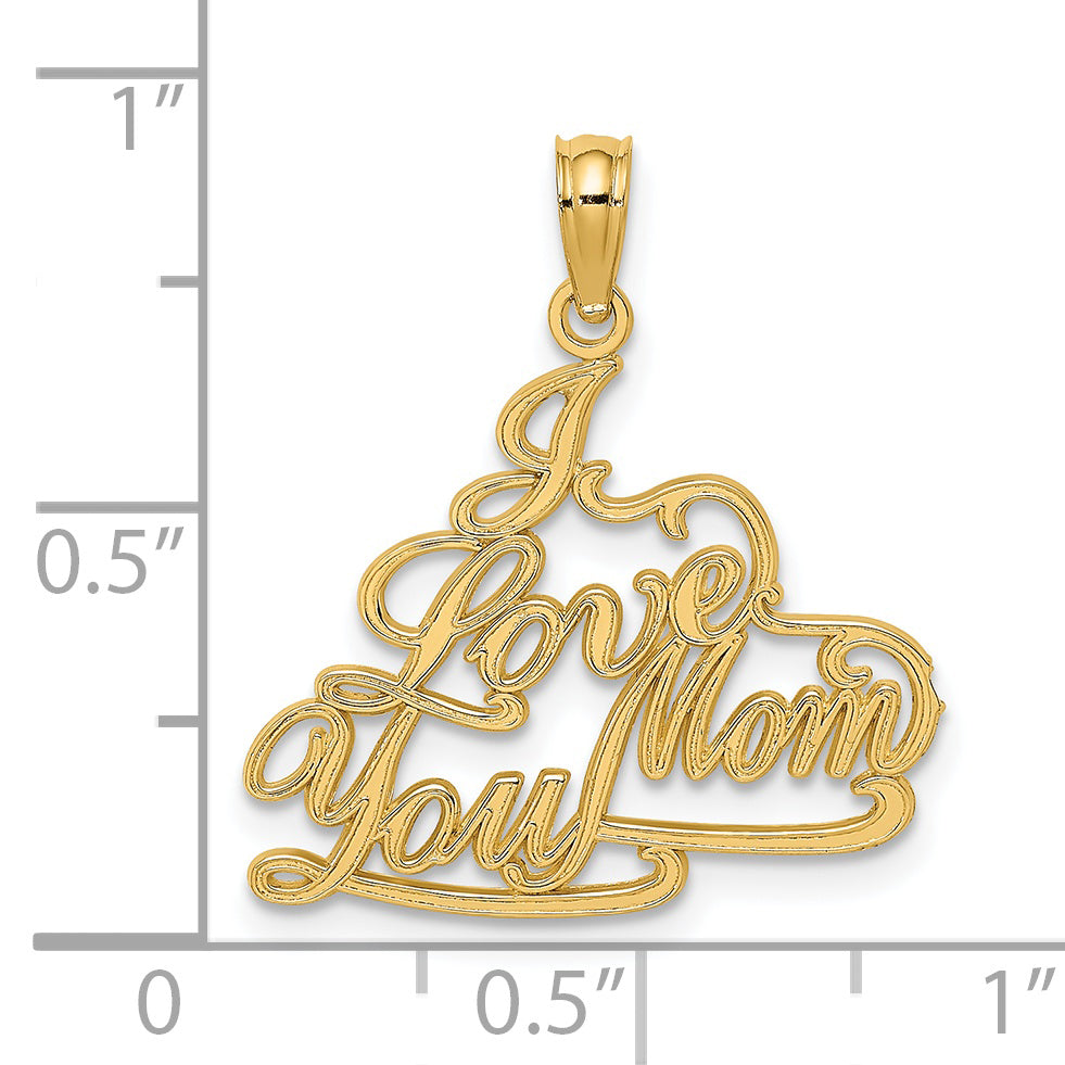 14K Yellow Gold I Love You Mom Charm
