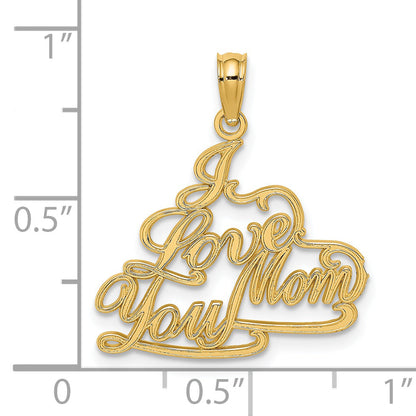 14K Yellow Gold I Love You Mom Charm