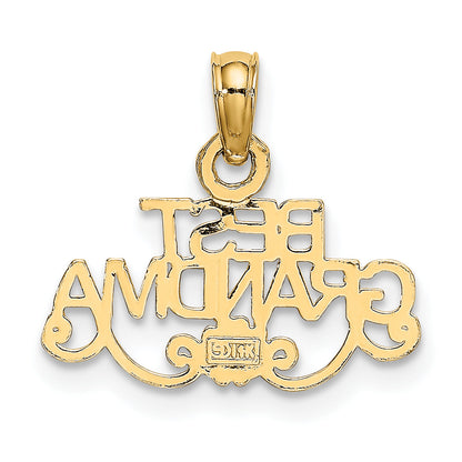 14K Yellow Gold Best Grandma With Flower Charm