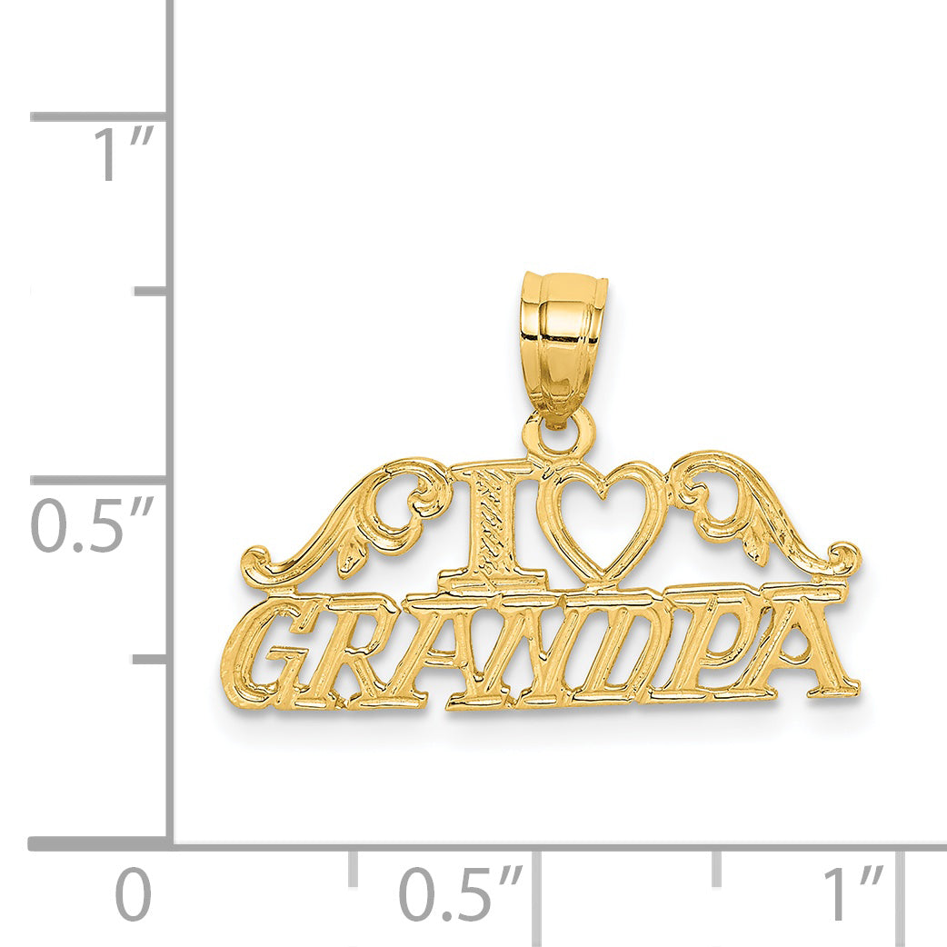 14K Yellow Gold I Heart Grandpa Charm