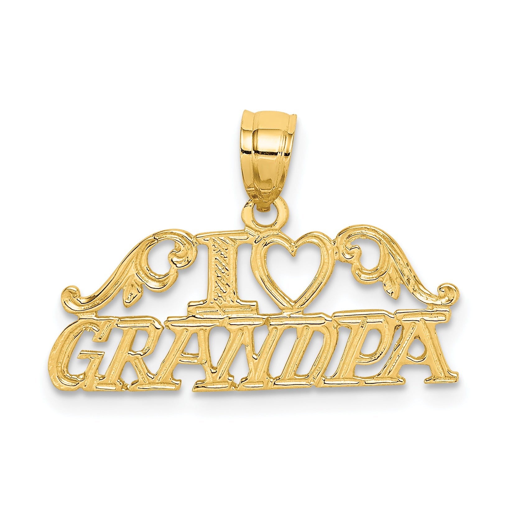 14K Yellow Gold I Heart Grandpa Charm