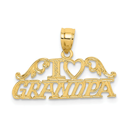 14K Yellow Gold I Heart Grandpa Charm