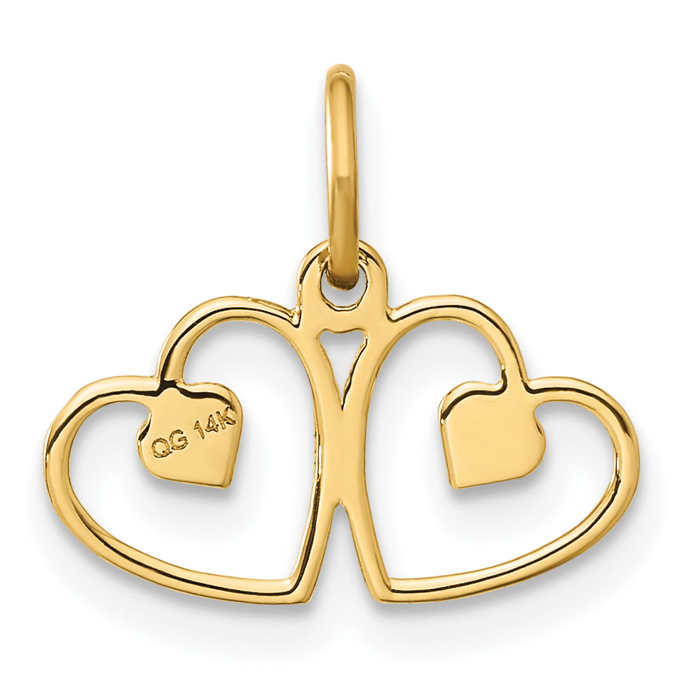 14K Yellow Gold Satin And Diamond-Cut Heart Charm