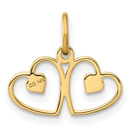 14K Yellow Gold Satin And Diamond-Cut Heart Charm