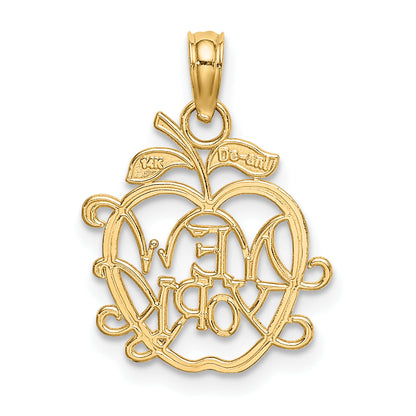 14K Yellow Gold New York In Apple Cut-Out Charm