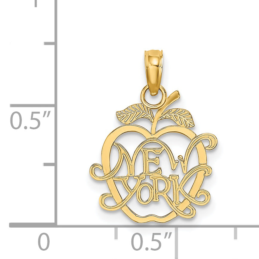 14K Yellow Gold New York In Apple Cut-Out Charm