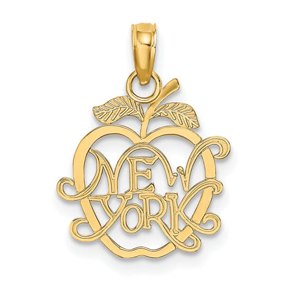 14K Yellow Gold New York In Apple Cut-Out Charm
