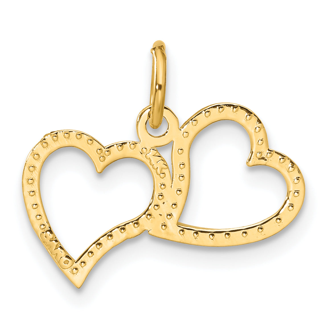 14K Yellow Gold Polished Double Heart Pendant