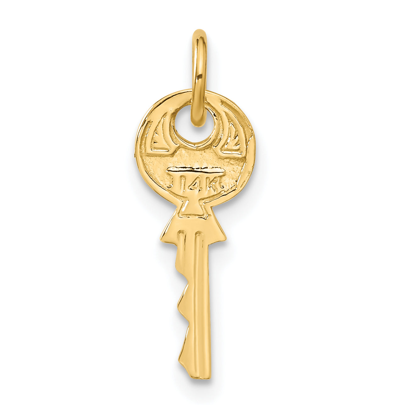 14K Yellow Gold Polished 3D Rounded Top Key Charm