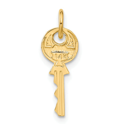 14K Yellow Gold Polished 3D Rounded Top Key Charm