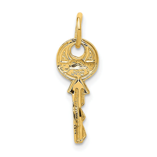 14K Yellow Gold Polished 3D Rounded Top Key Charm