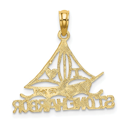 14K Yellow Gold I Love Stone Harbor Sailboat Charm