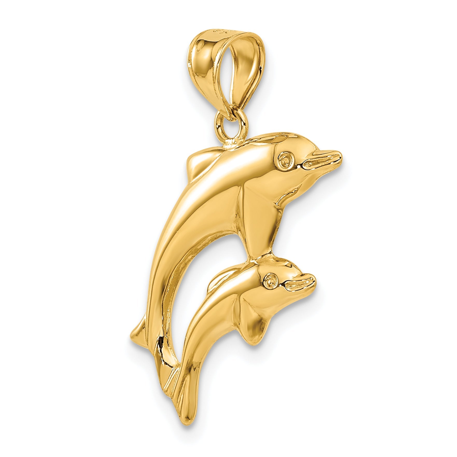 14K Yellow Gold Dolphin Pair Pendant