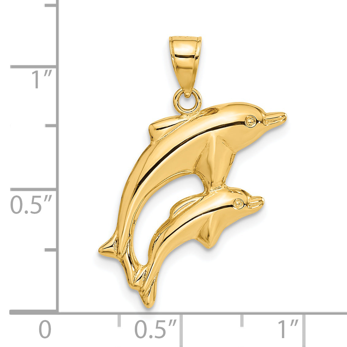 14K Yellow Gold Dolphin Pair Pendant