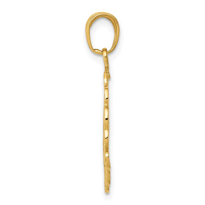 14K Yellow Gold Hummingbird In Round Frame Pendant