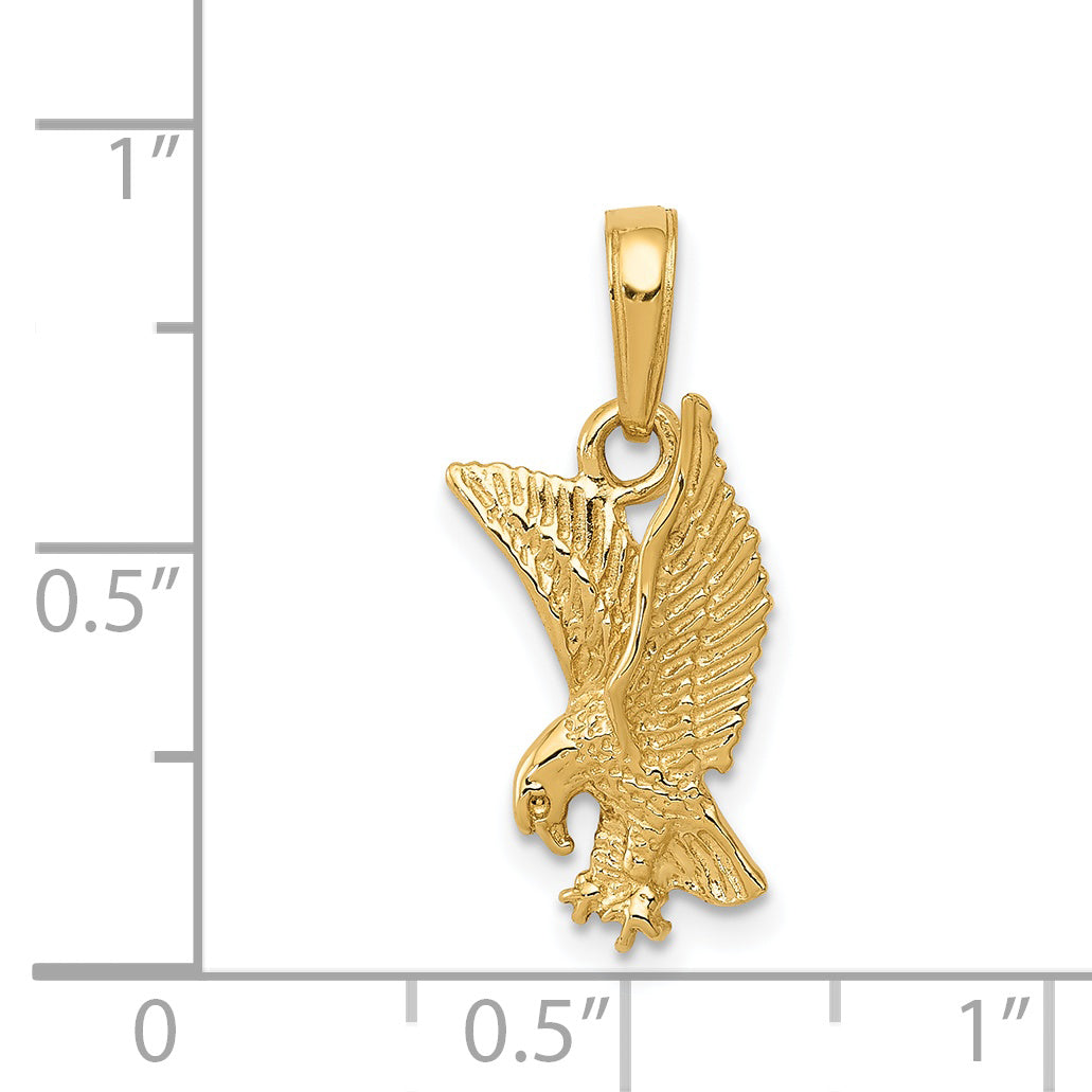 14K Yellow Gold Eagle Landing Pendant