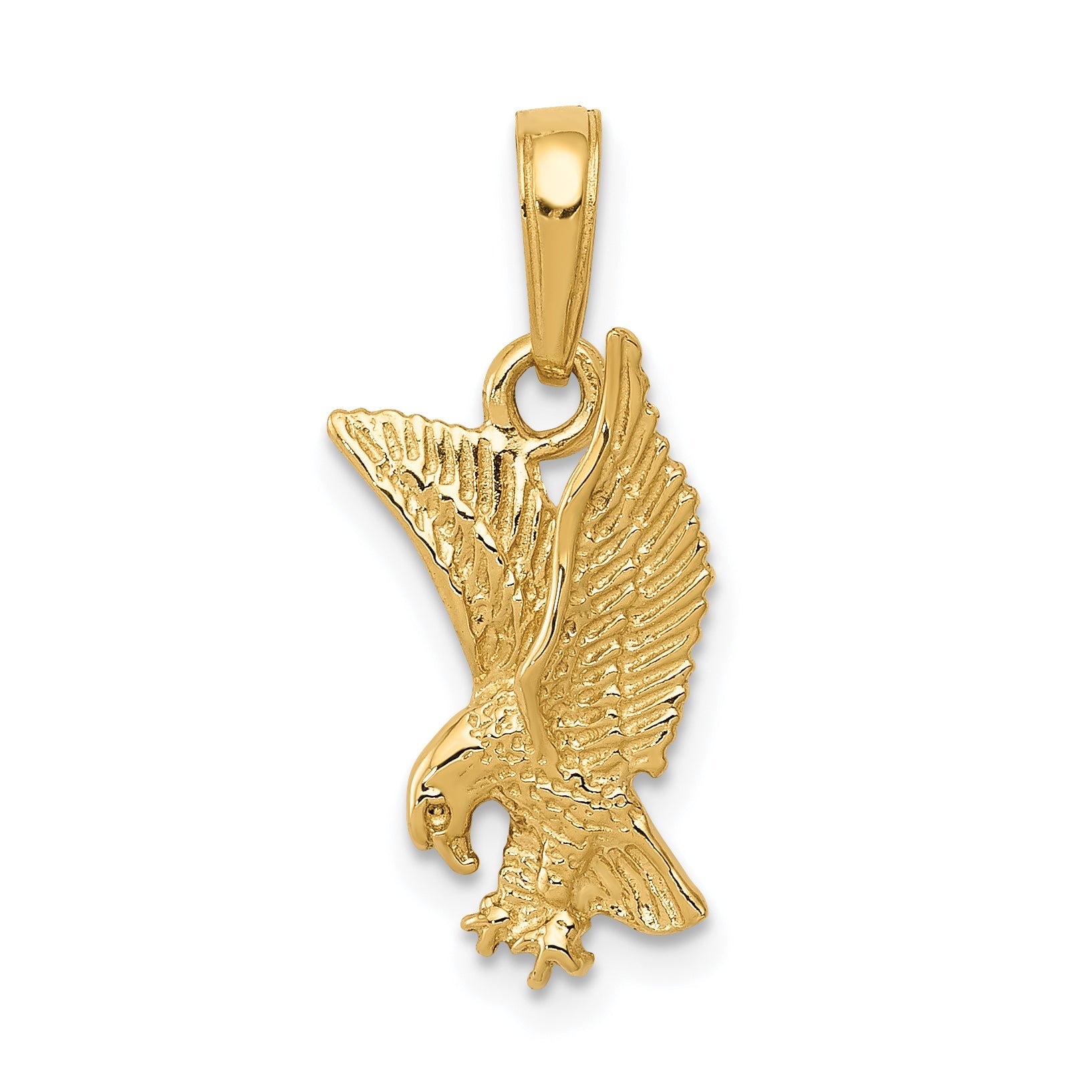 14K Yellow Gold Eagle Landing Pendant