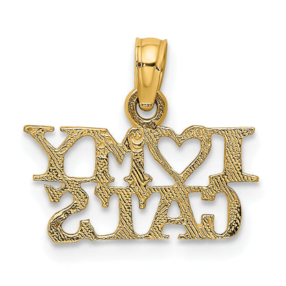 14K Yellow Gold I Heart My Cats Charm
