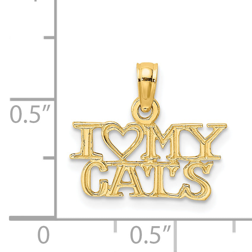 14K Yellow Gold I Heart My Cats Charm