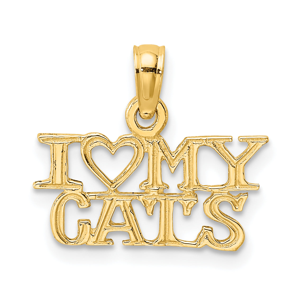 14K Yellow Gold I Heart My Cats Charm