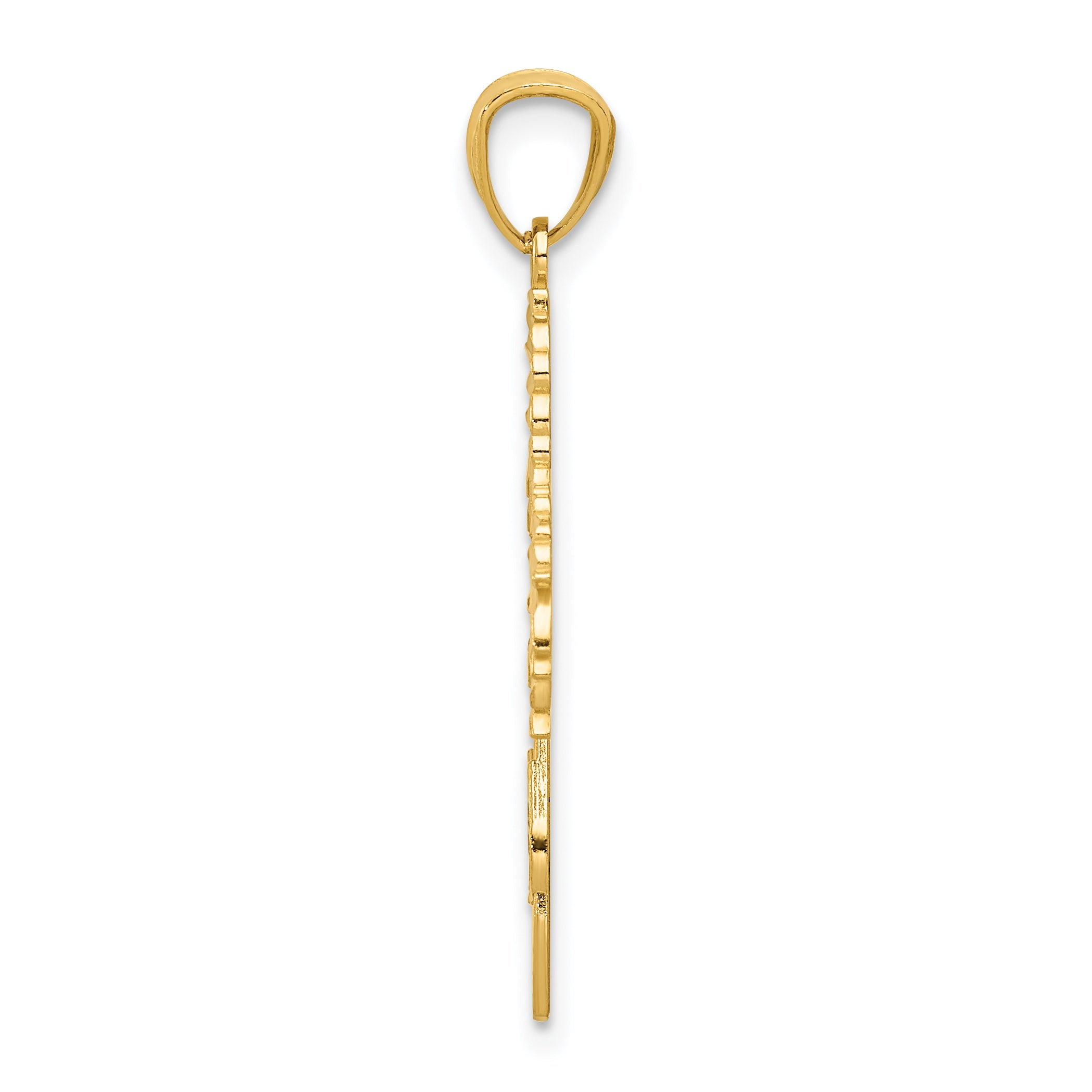 14K Yellow Gold Diamond Cut Cheerleader Charm