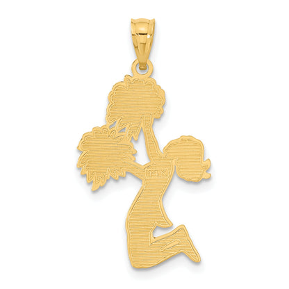 14K Yellow Gold Diamond Cut Cheerleader Charm