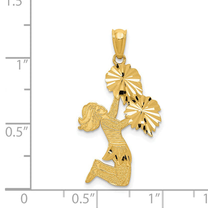 14K Yellow Gold Diamond Cut Cheerleader Charm