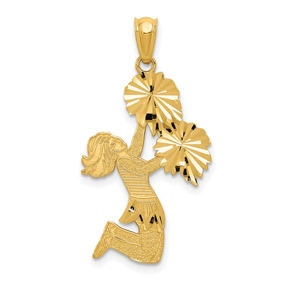 14K Yellow Gold Diamond Cut Cheerleader Charm