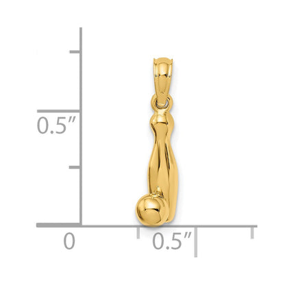 14k Yellow Gold 3-D Bowling Pin and Ball Charm
