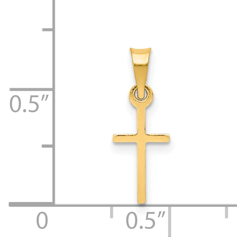 14K Yellow Gold Polished Cross Charm