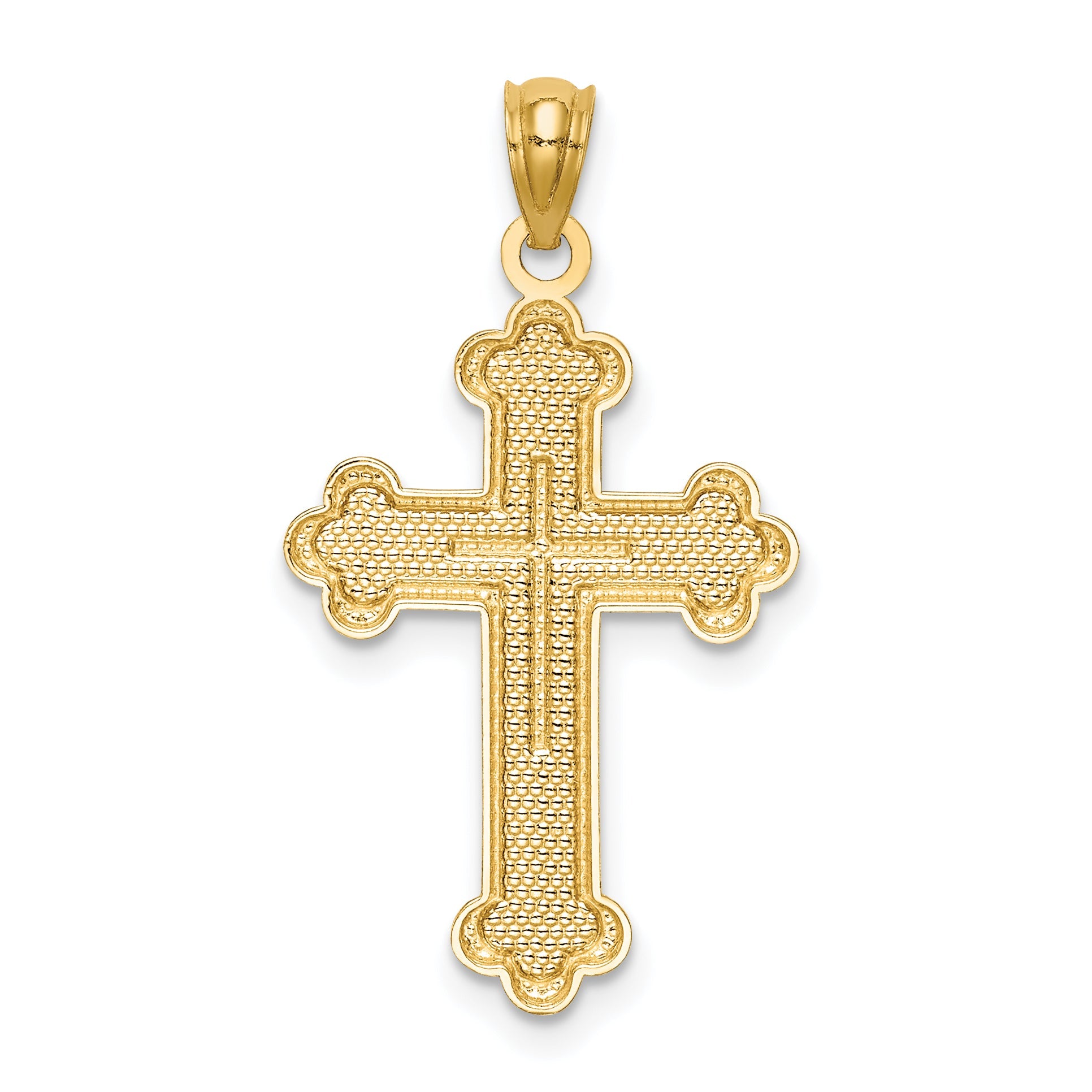 14K Yellow Gold Budded Cross Pendant