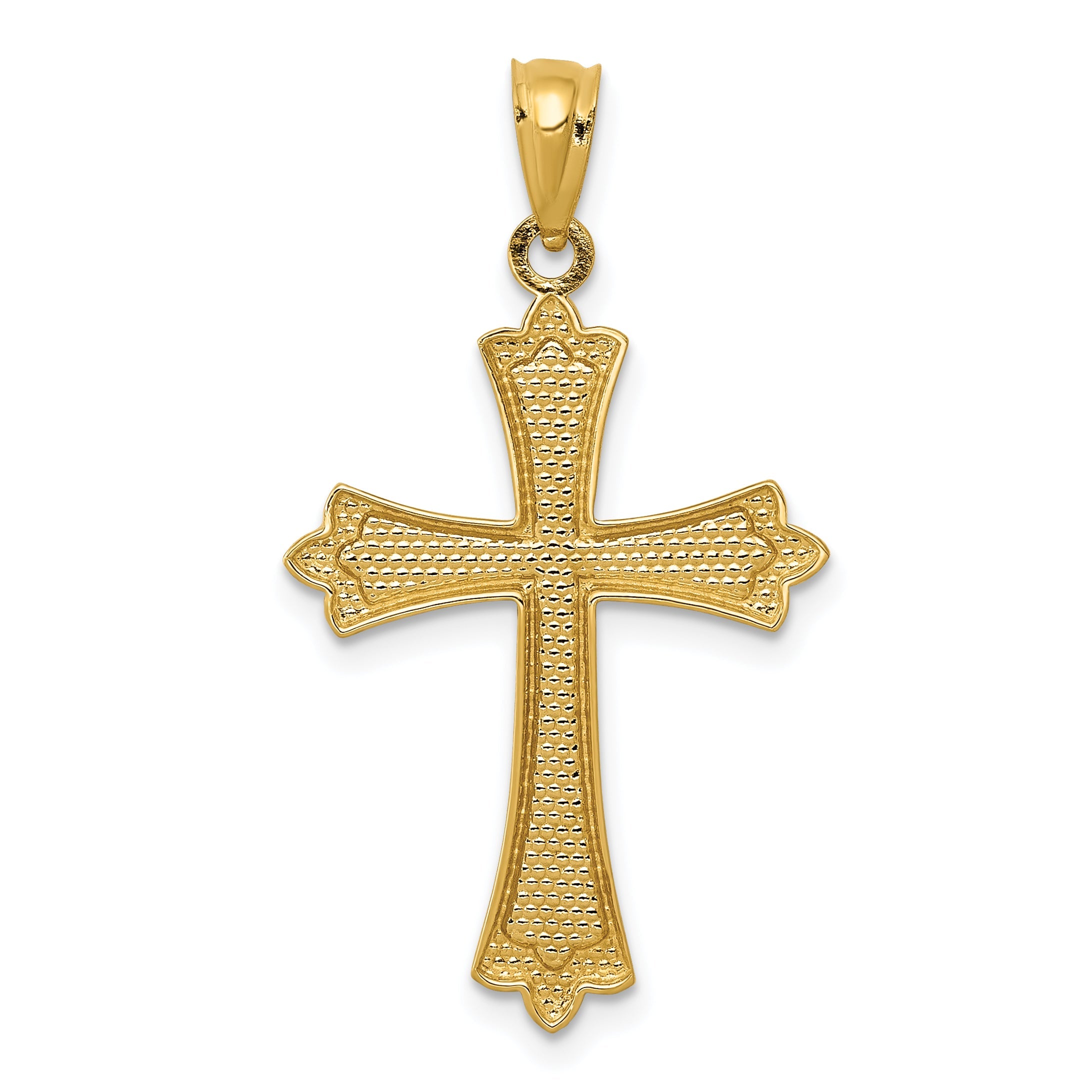 14K Yellow Gold Budded Cross Pendant