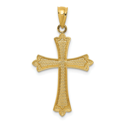 14K Yellow Gold Budded Cross Pendant