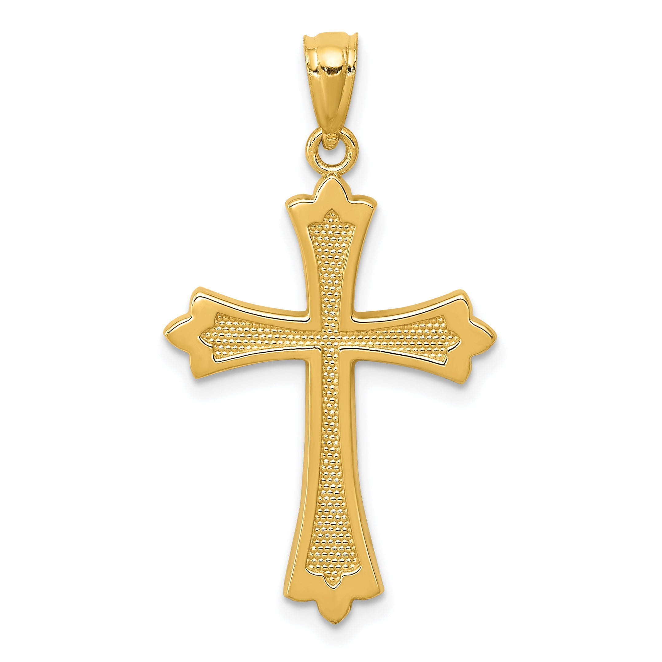 14K Yellow Gold Budded Cross Pendant