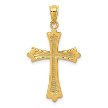 14K Yellow Gold Budded Cross Pendant