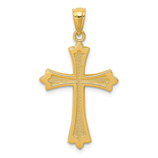 14K Yellow Gold Budded Cross Pendant