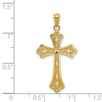 14K Yellow Gold Diamond-Cut Cross Pendant
