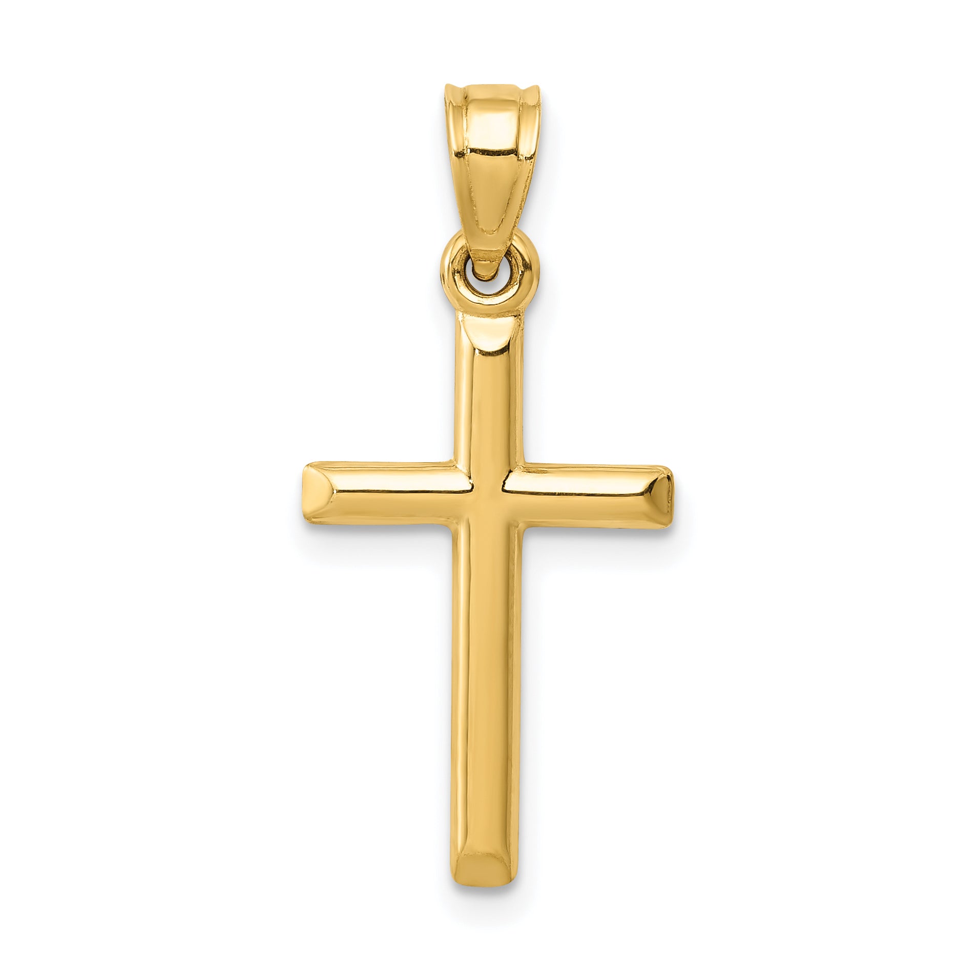 14K Yellow Gold Polished Hollow Cross Pendant