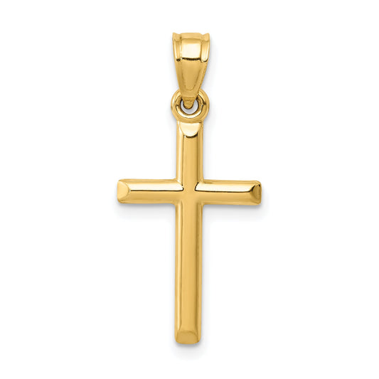 14K Yellow Gold Polished Hollow Cross Pendant