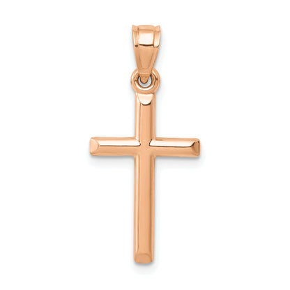 14K Rose Gold Polished Hollow Cross Pendant