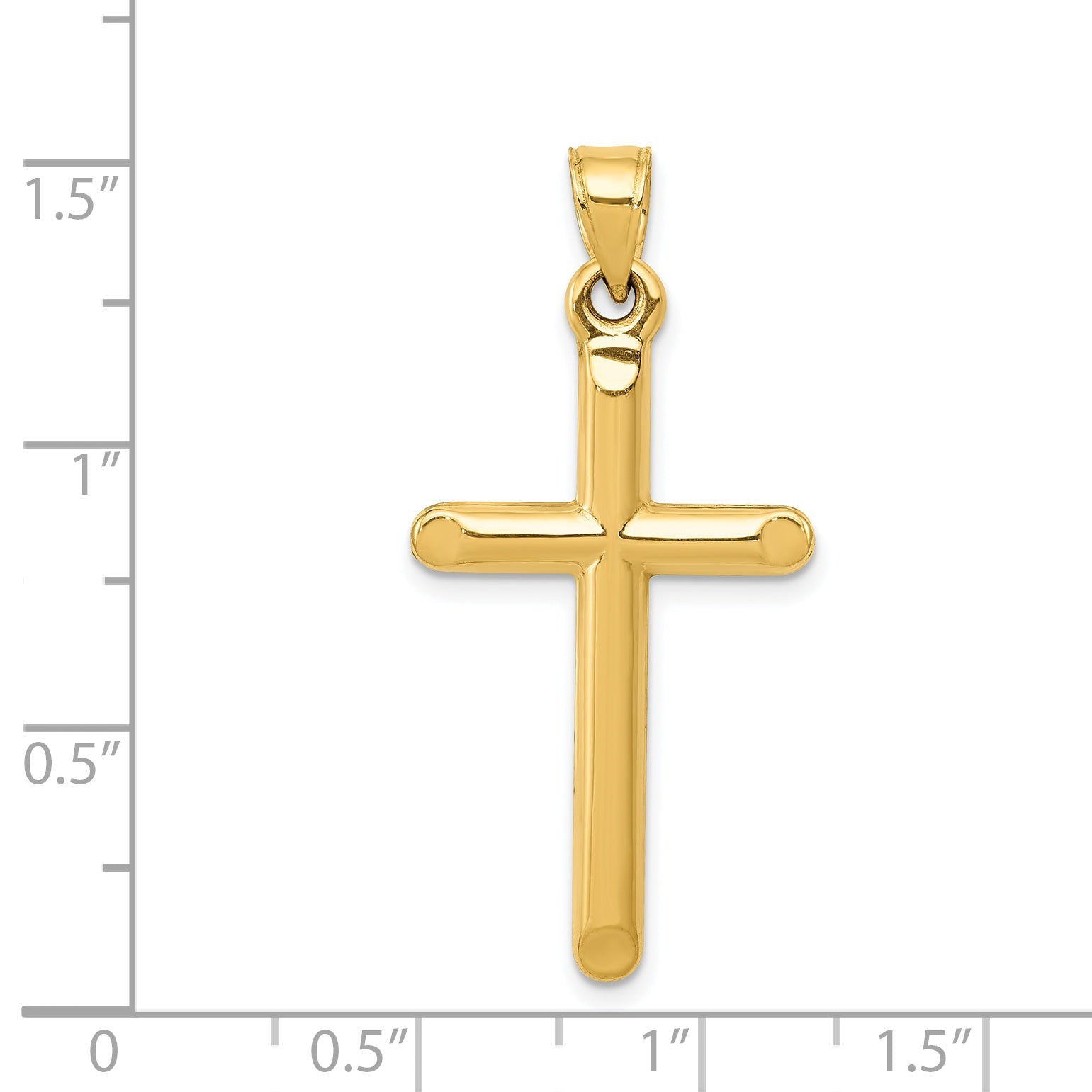 14K Yellow Gold 3-D Hollow Cross Pendant