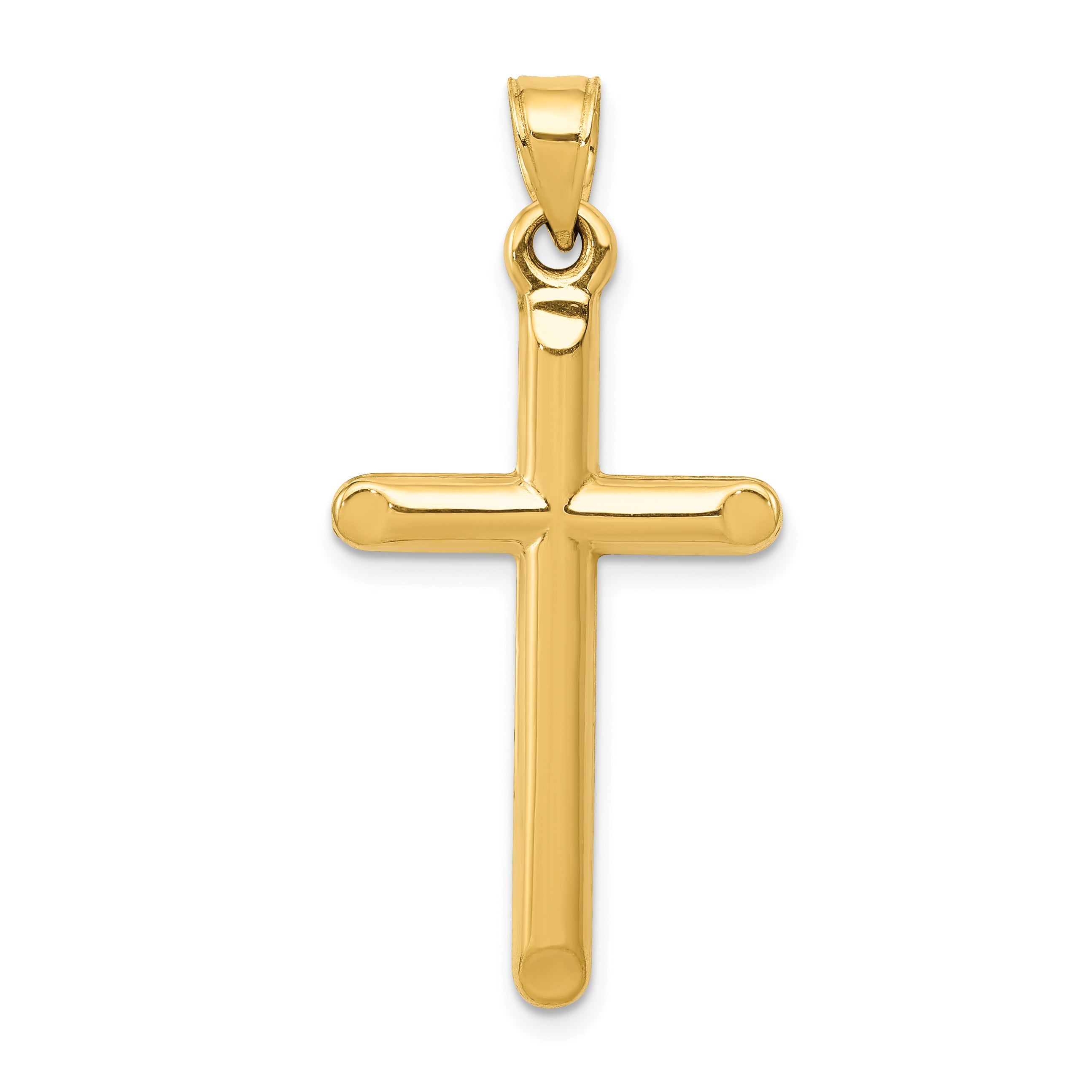 14K Yellow Gold 3-D Hollow Cross Pendant