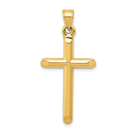 14K Yellow Gold 3-D Hollow Cross Pendant