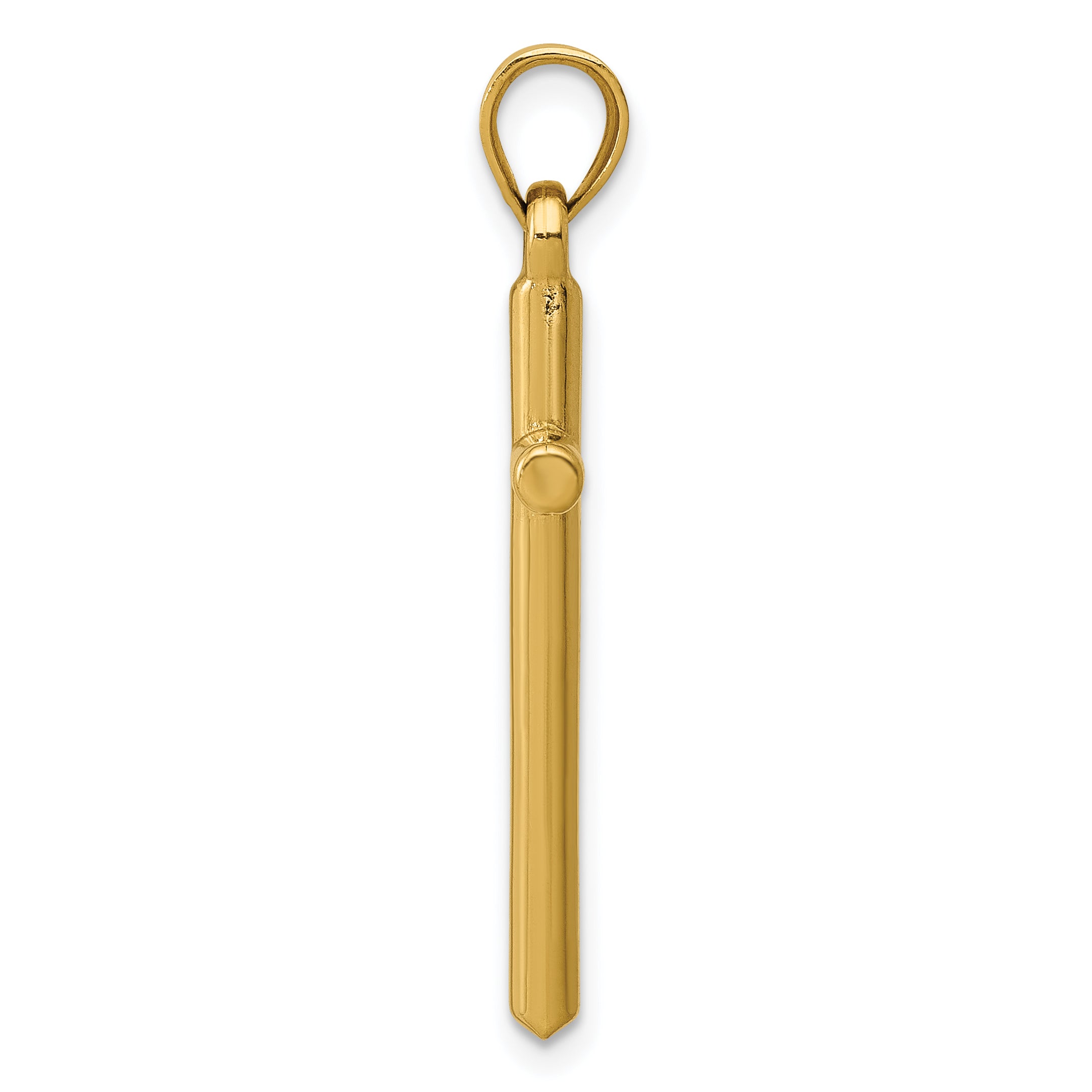 14K Yellow Gold Polished Hollow Cross Pendant