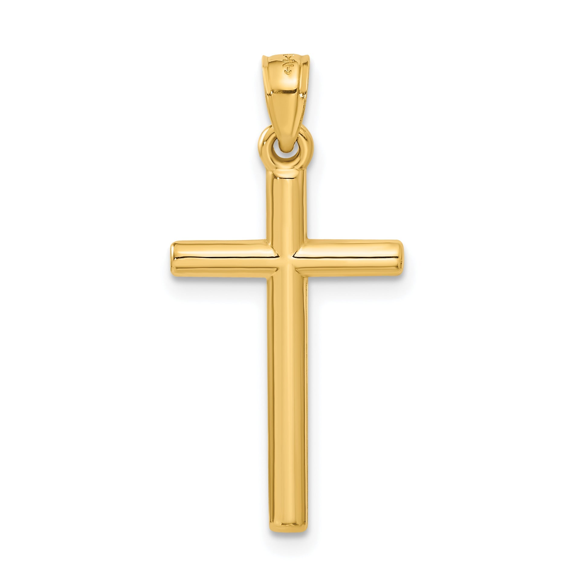 14K Yellow Gold Polished Hollow Cross Pendant