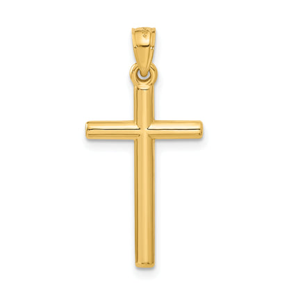 14K Yellow Gold Polished Hollow Cross Pendant