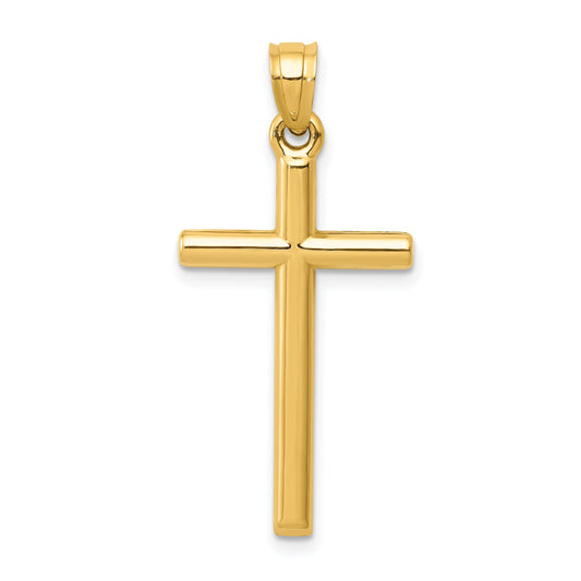 14K Yellow Gold Polished Hollow Cross Pendant