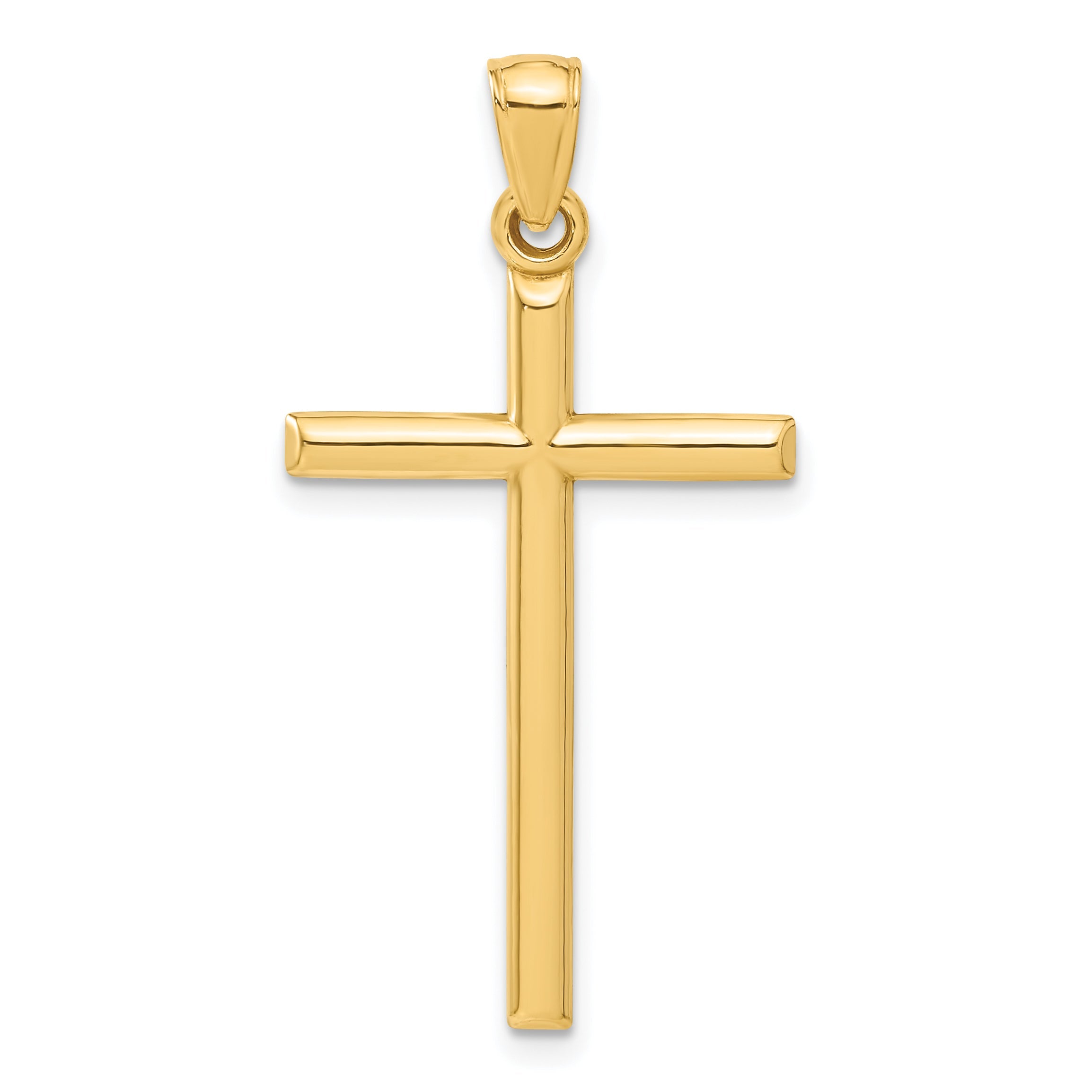 14K Yellow Gold Polished Hollow Cross Pendant