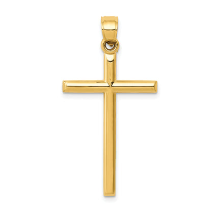 14K Yellow Gold Polished Hollow Cross Pendant