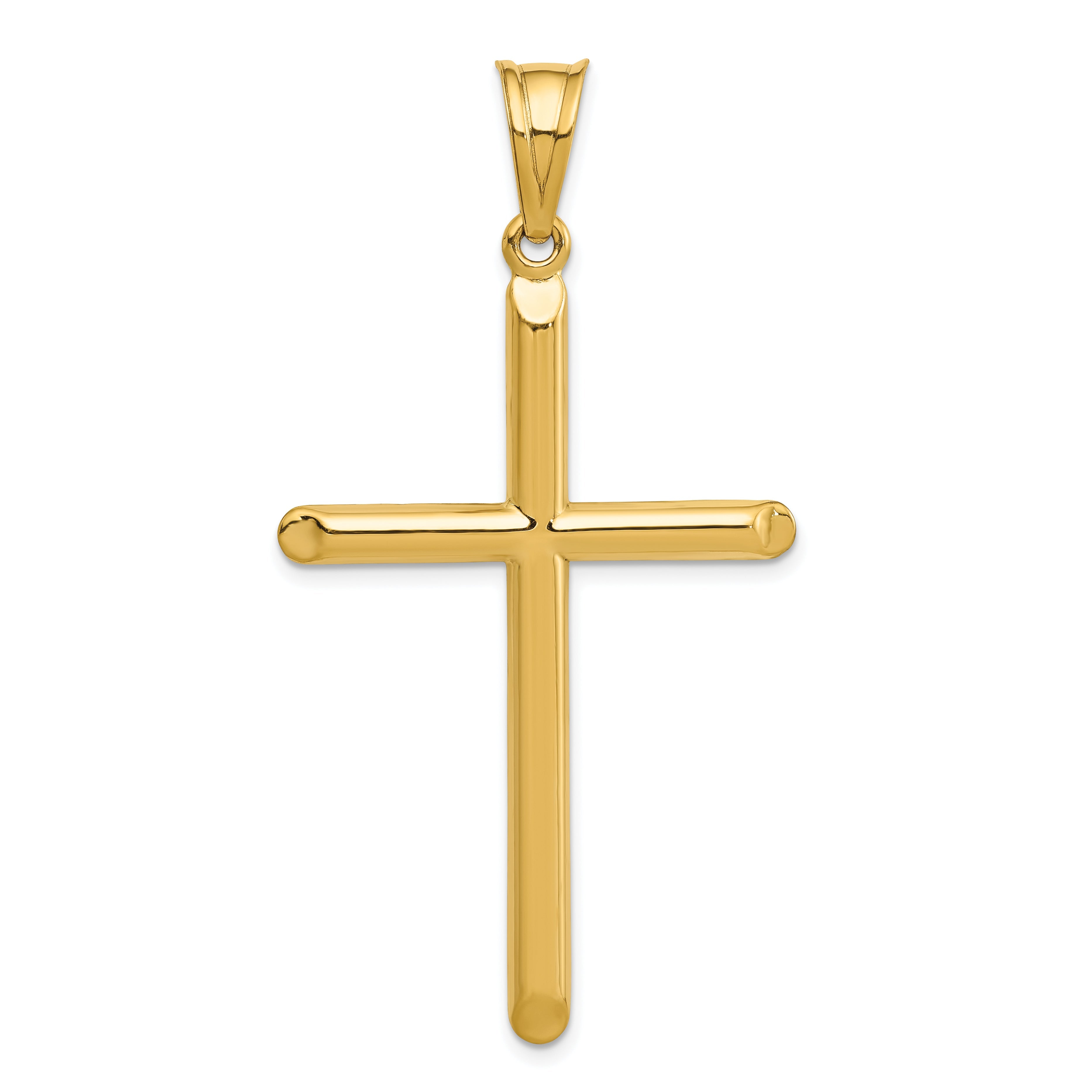 14K Yellow Gold 3-D Hollow Cross Pendant
